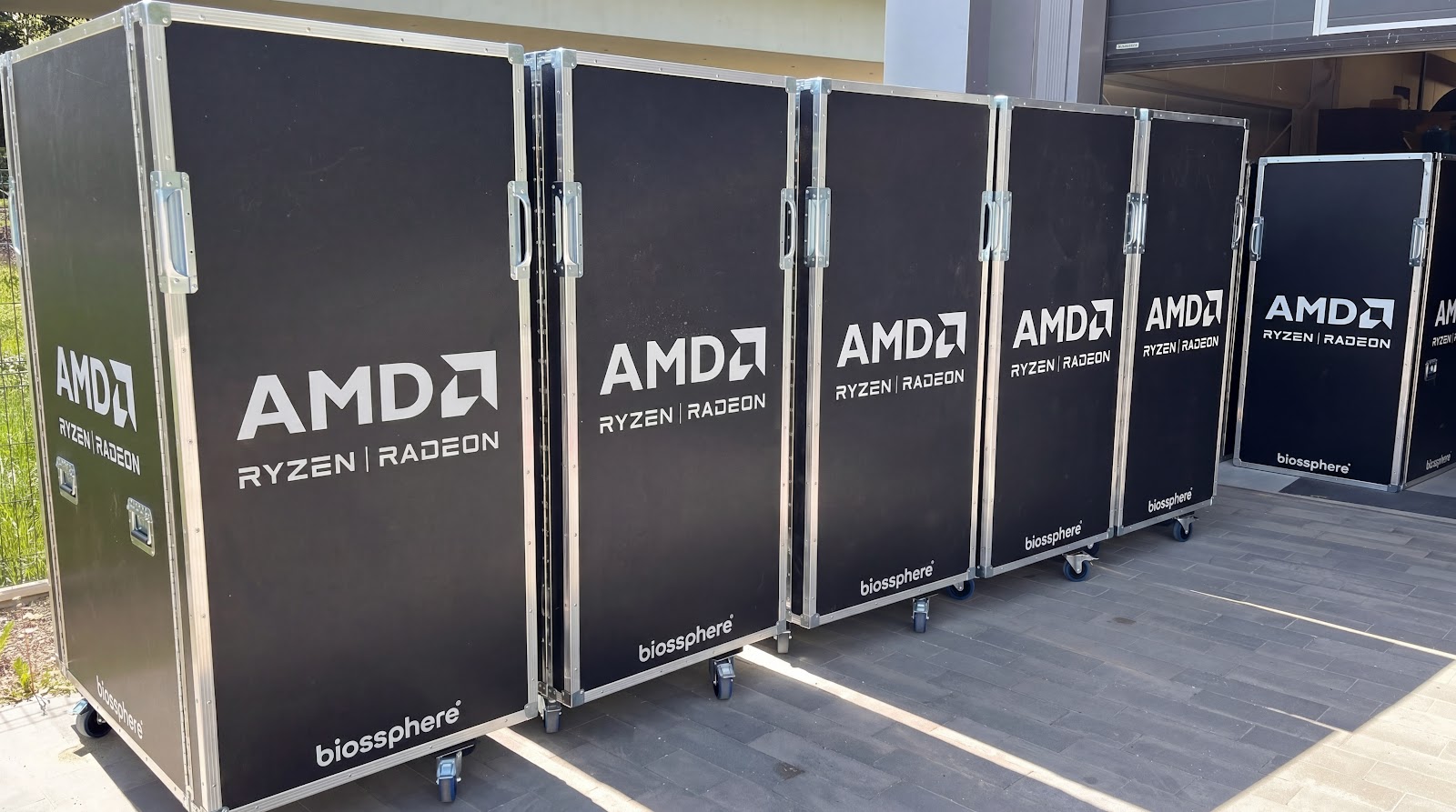 Fleet staged for dispatch - custom crates, GPS-tracked, event-ready